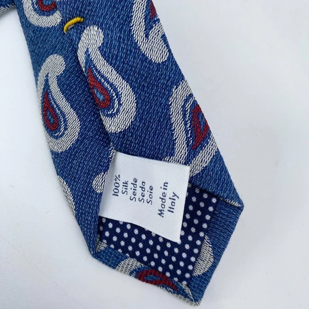 Eton Tie‎ Mens One Size Blue Paisley Silk Classic Luxury Necktie Italy Made NWT